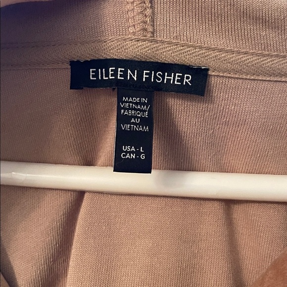 Eileen Fisher NWOT Large Cozy Velour Knit Hooded Jacket in Biscuit - Picture 7 of 10